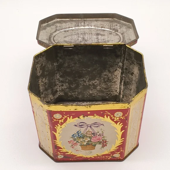 Vintage Gray Dunn Octagonal Floral Biscuit Tin (Scotland, 1853) - Picture 5 of 14